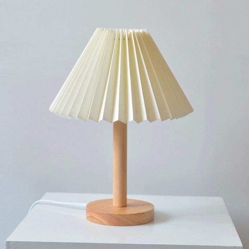 Lampada da comodino con paralume in legno piegato Grande / Bianco