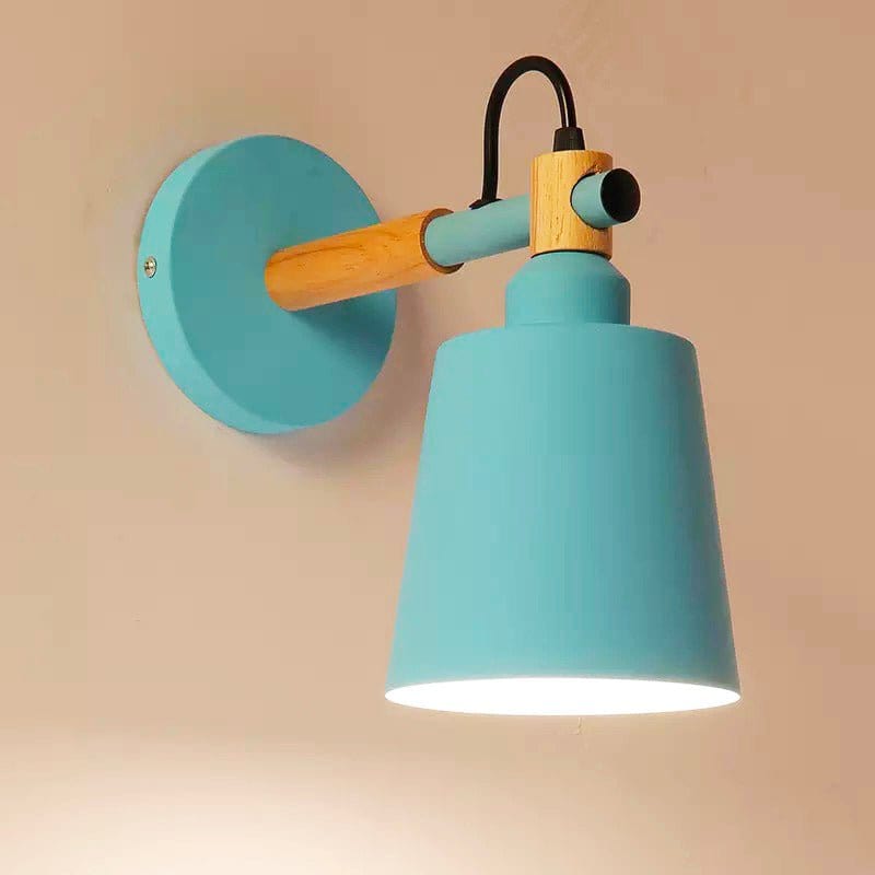 Lampada da comodino da parete in legno nordico Blu