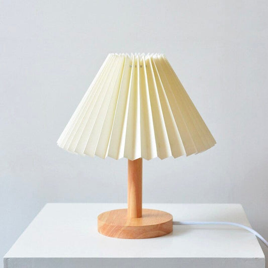 Lampada da comodino con paralume in legno piegato Piccolo / Bianco