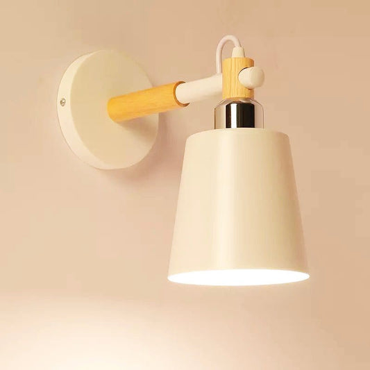 Lampada da comodino da parete in legno nordico Bianco