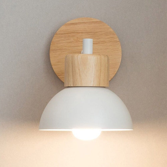 Lampada da comodino da parete retrò in legno