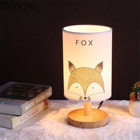 Lampada da comodino Paralume in Legno Animali Volpe