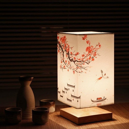 Lampada da comodino scandinava giapponese Fiore rosso