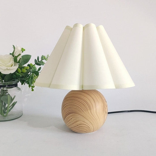 Lampada da comodino vintage in legno Bianco